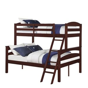 Dorel Living Brady Solid Wood Bunk Beds Twin Over Full with Ladder and Guard Rail, Espresso