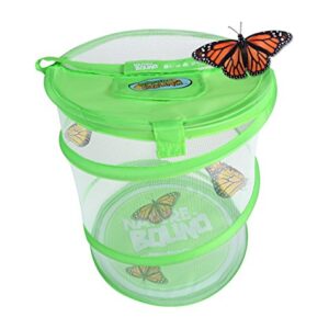 Nature Bound Butterfly Growing Habitat Kit - With Discount Voucher to Redeem Live Caterpillars for Home or School Use - Green Pop-Up Cage 12-Inches Tall - for Boys and Girls Ages 5+