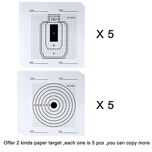 Airsoft Targets for Shooting, Reusable BB & Pellet Guns with Trap Net Catcher, Heavy-Duty Paper Sheets, Stand and Paper Training Target Easy to See Your Shots Land, for Indoor, Outdoor Ranges