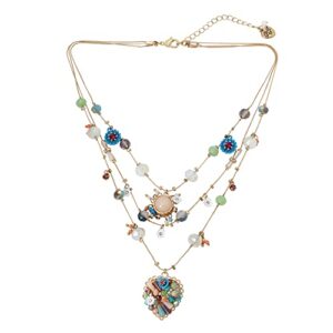 betsey johnson woven heart layered necklace
