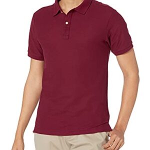 IZOD Uniform Young Mens Short Sleeve Pique Polo, Burgundy, 36/37