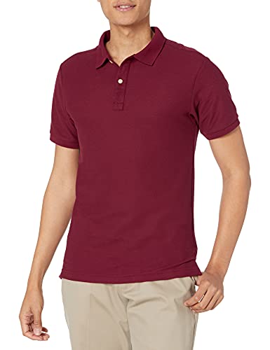 IZOD Uniform Young Mens Short Sleeve Pique Polo, Burgundy, 36/37