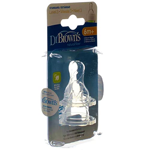 Dr. Brown's - Natural Flow Standard Level 3 Silicon Nipples 6m+ - 2 Pack