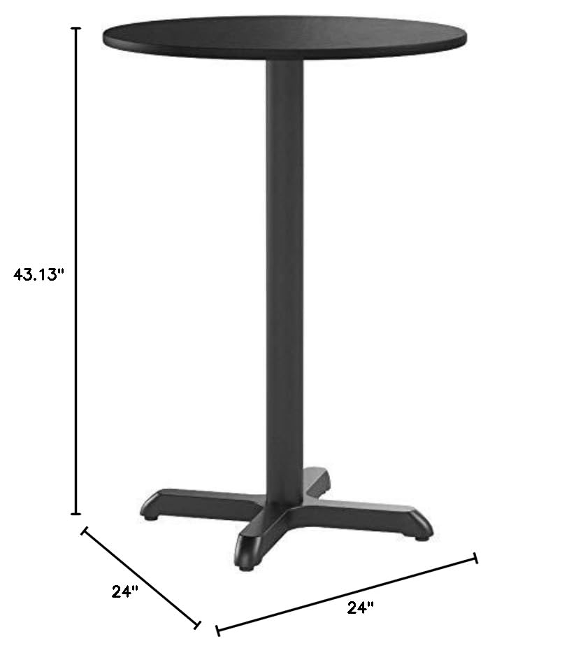 Flash Furniture Stiles 24'' Round Black Laminate Table Top with 22'' x 22'' Bar Height Table Base