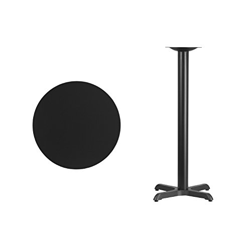 Flash Furniture Stiles 24'' Round Black Laminate Table Top with 22'' x 22'' Bar Height Table Base