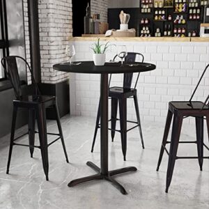 flash furniture 36'' round black laminate table top with 30'' x 30'' bar height table base
