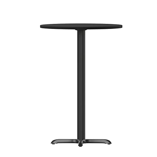 Flash Furniture 36'' Round Black Laminate Table Top with 30'' x 30'' Bar Height Table Base