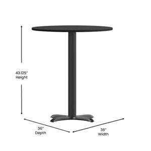 Flash Furniture 36'' Round Black Laminate Table Top with 30'' x 30'' Bar Height Table Base