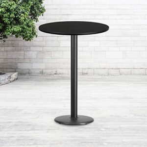 flash furniture 30'' round black laminate table top with 18'' round bar height table base
