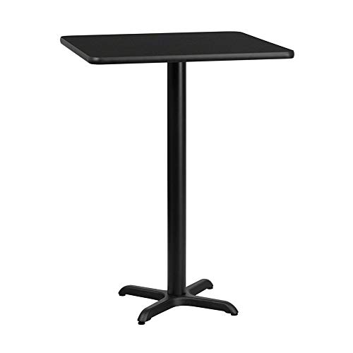 Flash Furniture Stiles 30'' Square Black Laminate Table Top with 22'' x 22'' Bar Height Table Base