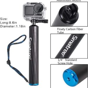 Smatree F1 Waterproof Floating Carbon Fiber Hand Grip Compatible for Gopro Max/ GoPro Hero 11/10/9/8/7/6/5/4/3/2/1/Session/GoPro Hero 2018/DJI Osmo Action 4/3
