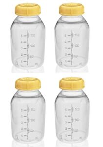 medela breast milk collection storage feeding bottle w/ lid 5 oz/ 150 ml x4
