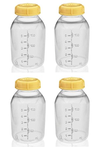 Medela Breast Milk Collection Storage Feeding Bottle w/ Lid 5 Oz/ 150 Ml X4