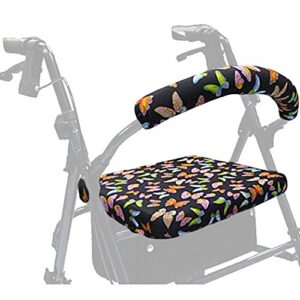 crutcheze butterfly rollator walker seat and backrest covers - unique & vibrant walker cover - made in usa