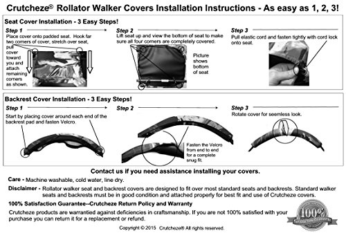 Crutcheze Butterfly Rollator Walker Seat and Backrest Covers - Unique & Vibrant Walker Cover - Made in USA