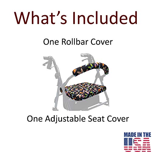 Crutcheze Butterfly Rollator Walker Seat and Backrest Covers - Unique & Vibrant Walker Cover - Made in USA