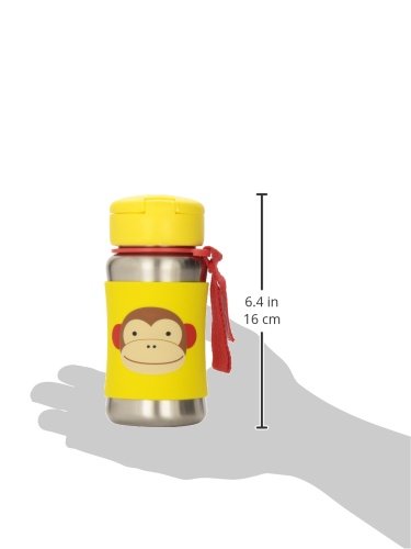 Skip Hop Toddler Sippy Cup with Straw, Zoo Stainless Steel Straw Bottle, Monkey (Discontinued by Manufacturer)