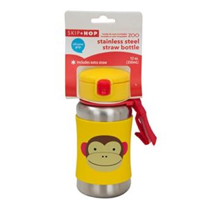 Skip Hop Toddler Sippy Cup with Straw, Zoo Stainless Steel Straw Bottle, Monkey (Discontinued by Manufacturer)