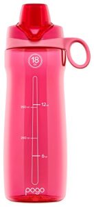pogo bpa-free tritan plastic water bottle with chug lid, 18 oz, pink