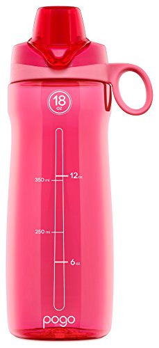 Pogo BPA-Free Tritan Plastic Water Bottle with Chug Lid, 18 Oz, Pink