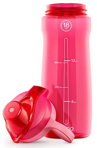 Pogo BPA-Free Tritan Plastic Water Bottle with Chug Lid, 18 Oz, Pink