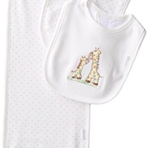 Little Me Baby Boys' 3-Piece Giraffe Bib and Burp Set