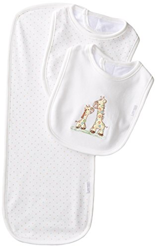 Little Me Baby Boys' 3-Piece Giraffe Bib and Burp Set