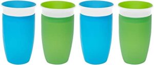 munchkin miracle 360 sippy cup - green/blu, 4 count (pack of 1)