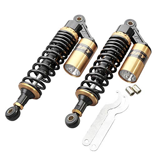 GZYF Pair 320mm Universal Motorcycle Rear Air Shock Absorbers Fit For Honda for Suzuki for Kawasaki for Yamaha ATV Go Kart Quad Dirt Sport Bikes Black & Gold