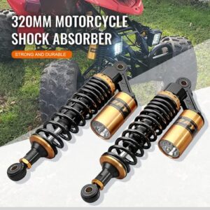 GZYF Pair 320mm Universal Motorcycle Rear Air Shock Absorbers Fit For Honda for Suzuki for Kawasaki for Yamaha ATV Go Kart Quad Dirt Sport Bikes Black & Gold