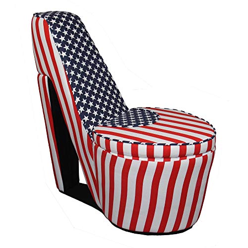 Ore International High Heels Storage Chair, Patriotic Blue, White Red