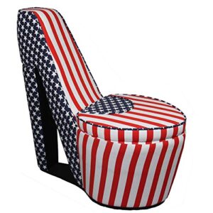 Ore International High Heels Storage Chair, Patriotic Blue, White Red