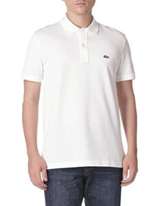lacoste men's classic pique slim fit short sleeve polo shirt, white, large