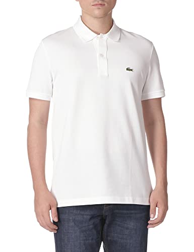 Lacoste Men's Classic Pique Slim Fit Short Sleeve Polo Shirt, White, Large