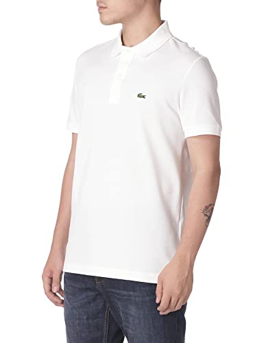 Lacoste Men's Classic Pique Slim Fit Short Sleeve Polo Shirt, White, Large