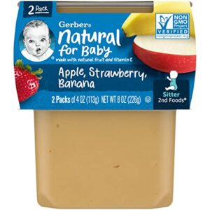 gerber baby food apple strawberry banana, 4 oz, 2 ct tubs