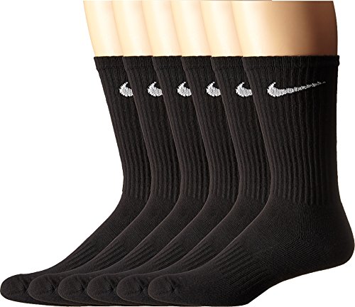 NIKE Unisex Performance Cushion Crew Socks with Bag (6 Pairs), Black/White, Medium