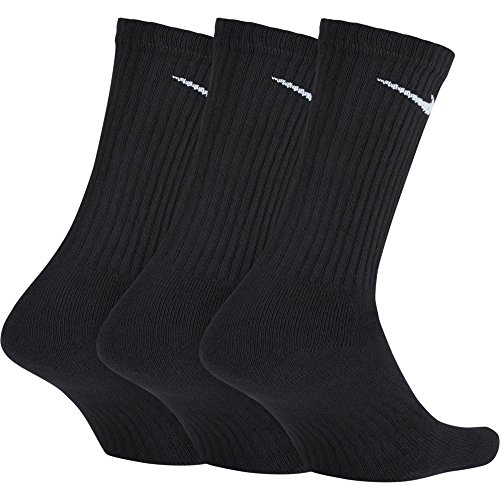 NIKE Unisex Performance Cushion Crew Socks with Bag (6 Pairs), Black/White, Medium