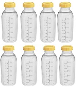 medela breastmilk collection storage feeding bottle with lids-8 pack (8 bottles and 8 lids)w/lid 8oz /250ml