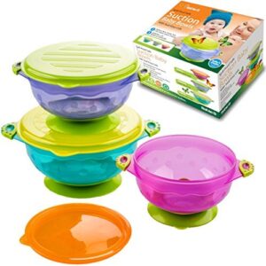 baby bowls and matching lids - suction cup bowls for babies, toddlers & infants - set of 3 sizes - 6 pieces
