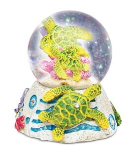 cota global sea turtle stone snow globe - sparkly water globe figurine with sparkling glitter, collectible novelty ornament for home decor, for birthdays, christmas, and valentine's day