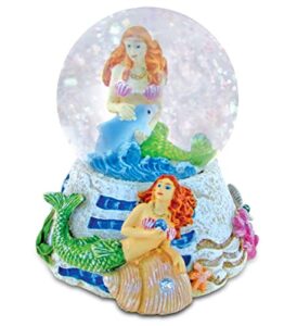 cota global mermaid stone snow globe - sparkly water globe figurine with sparkling glitter, collectible novelty ornament for home decor, for birthdays, christmas, and valentine's day