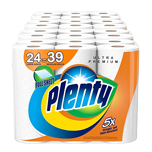 Plenty Ultra Premium Paper Towels | XL Rolls | Super Absorbent | Strong & Durable | Full Sheet | 24 Rolls