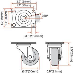 24 Pack 2" Swivel Caster Wheels Hard Rubber Base with Top Plate & Bearing