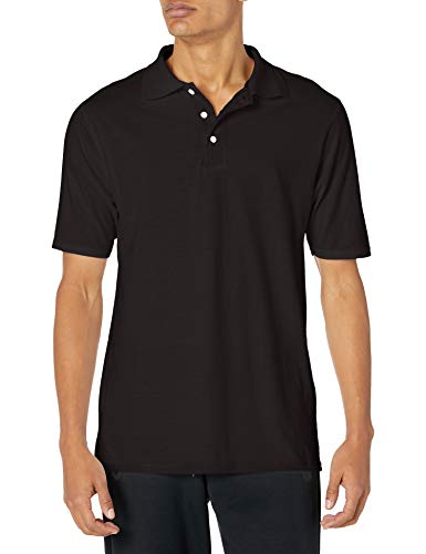 Hanes mens Short Sleeve X-temp Performance Polo fashion t shirts, Black, Large US