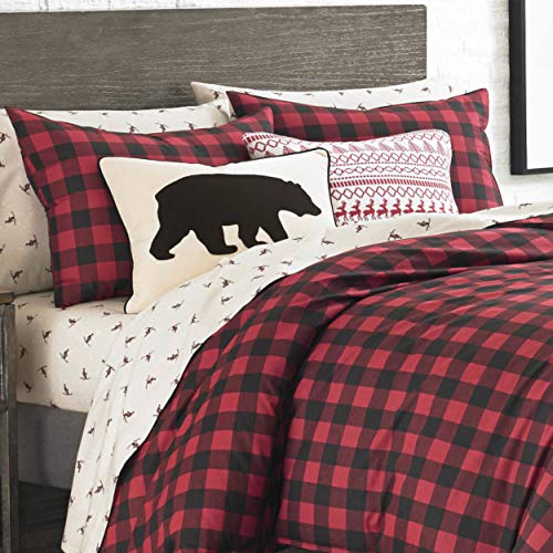 Eddie Bauer - Queen Duvet Cover Set, Cotton Reversible Bedding, Buffalo Plaid Home Decor for All Seasons (Red/Black, Queen)