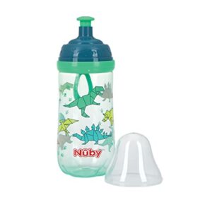 Nuby 2-Stage Busy Sipper Cup with No-Spill Silicone Spout and Free-Flow Pop-Up, 12 Ounce,Assorted( Colors/Designs May Vary), 6m+, 12 OZ