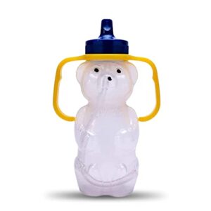 talktools honey bear drinking cup with 2 straws - special needs assistive drink container | spill proof & leak resistant lid | helps teach lip rounding, tongue retraction and other oral-motor skills.