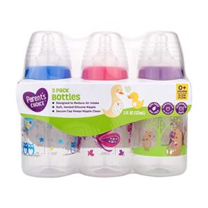 parents choice 3 pack of 5 ounce baby bottles slow flow nipple