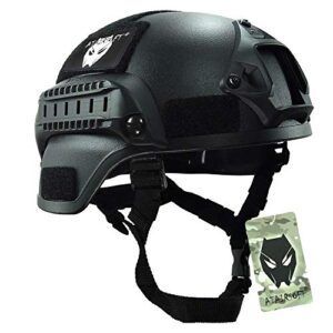 atairsoft tactical airsoft paintball mich 2000 helmet with side rail & nvg mount black